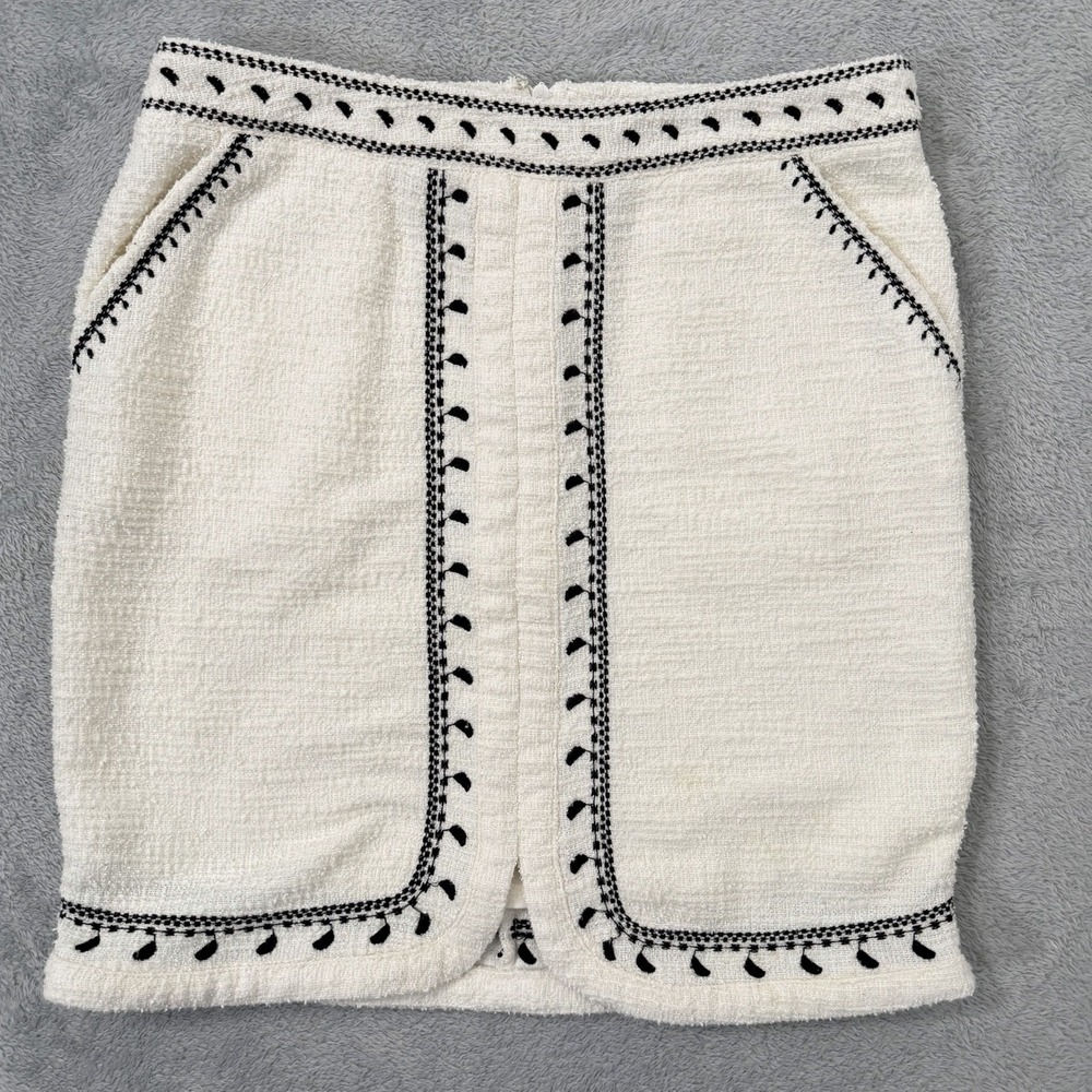 Anthropologie Dolan Textured Mini Skirt Womens Small Ivory Embroidered Lined